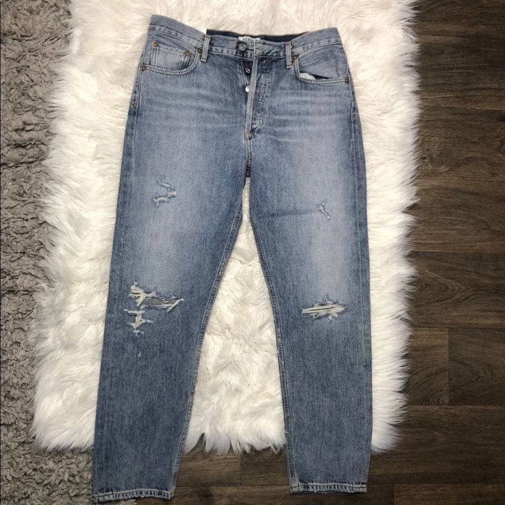 NWT AGOLDE Jamie hi rise classic distressed jeans - Picture 3 of 4